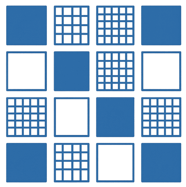 Pattern grafico di pannelli rete e pannelli coibentati in stile Hops Box